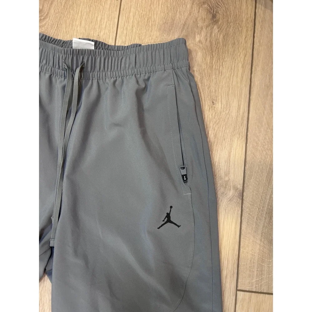 NEW Jordan Mens Dri-FIT Training Pants Gray Jumpman Logo Zipper Pockets Small